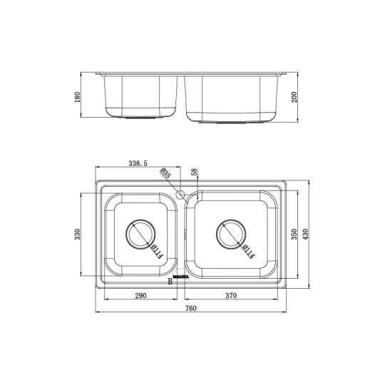 Chậu Rửa Chén Malloca MS 2076E