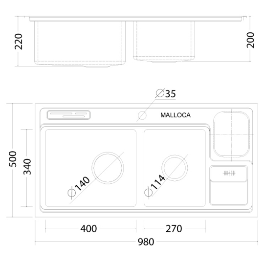 Chậu Rửa Chén Malloca MS 8804