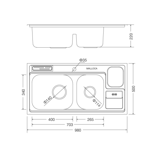 Chậu Rửa Chén Malloca MS 8809 N